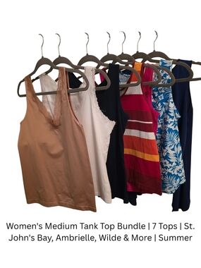 Women's Medium Tank Top Bundle | 7 Tops | St. John's Bay, Ambrielle, Wilde & Mor